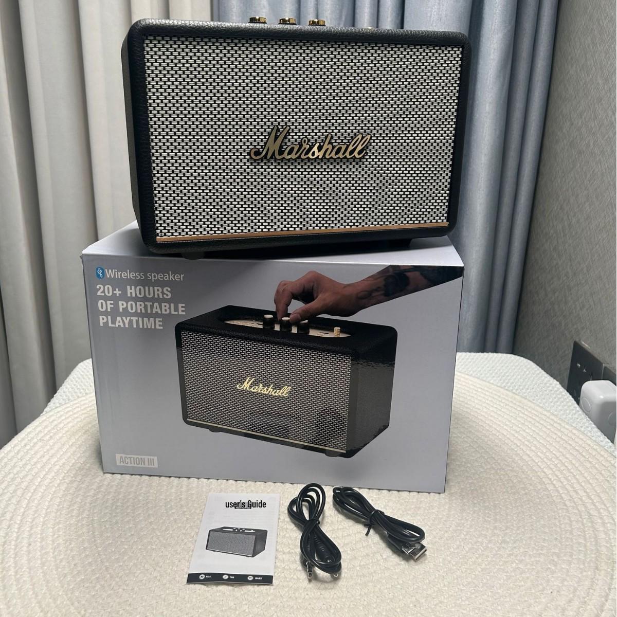 

Ретро Bluetooth-колонка Marshall ACTION III зі стереозвуком та сабвуфером білий