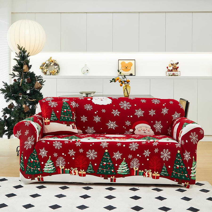 1pc Christmas Sofa Slipcover Stretch Non-slip Sofa Cover Festical New Year Xmas Couch Cover Universal Sofa Protector Home Decor