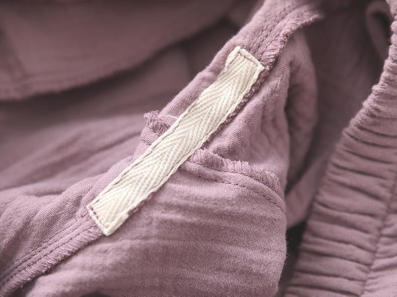 Netakara Pajama Perfect for Hospital Solid Long Double Suitable for and Long Long Pants Women's Set, Stays, Soft, Color, 100% Cotton, Sleeves, Gauze,