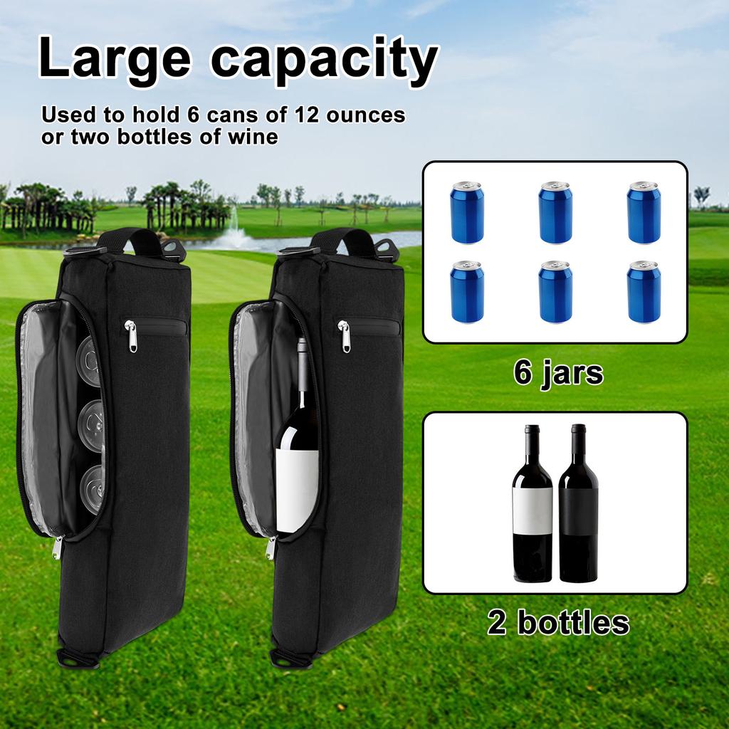 Golf Cooler Bag Insulated Beer Cooler Bag Portable Beer Sleeve with Shoulder Strap Holds 6 Pack of Cans or 2 Wine Bottle