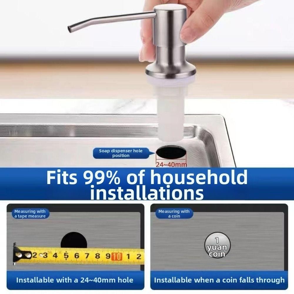 304 Stainless Steel Detergent Dispenser Refillable Soap Press Pump Kitchen Sink Accessories