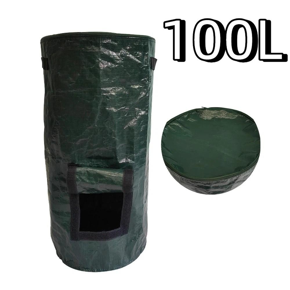 Sealed Compost Bin Bag Zippered Lid Refuse Composter Waste Collector Yard Garbage Bag  Grower