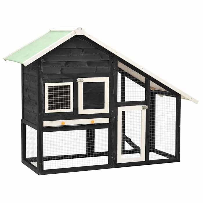 Clapier à lapins - Maison Exclusive - 2 niveaux - Bois de pin massif - Toit imperméable (140 x 63 x 120 cm)