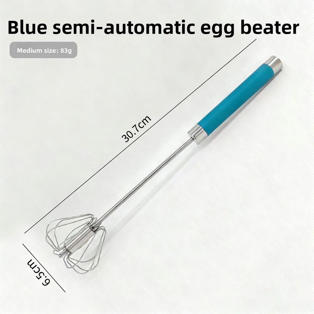 Stainless Steel Handheld Egg Beater With Rotating Whisk For Baking And Cooking