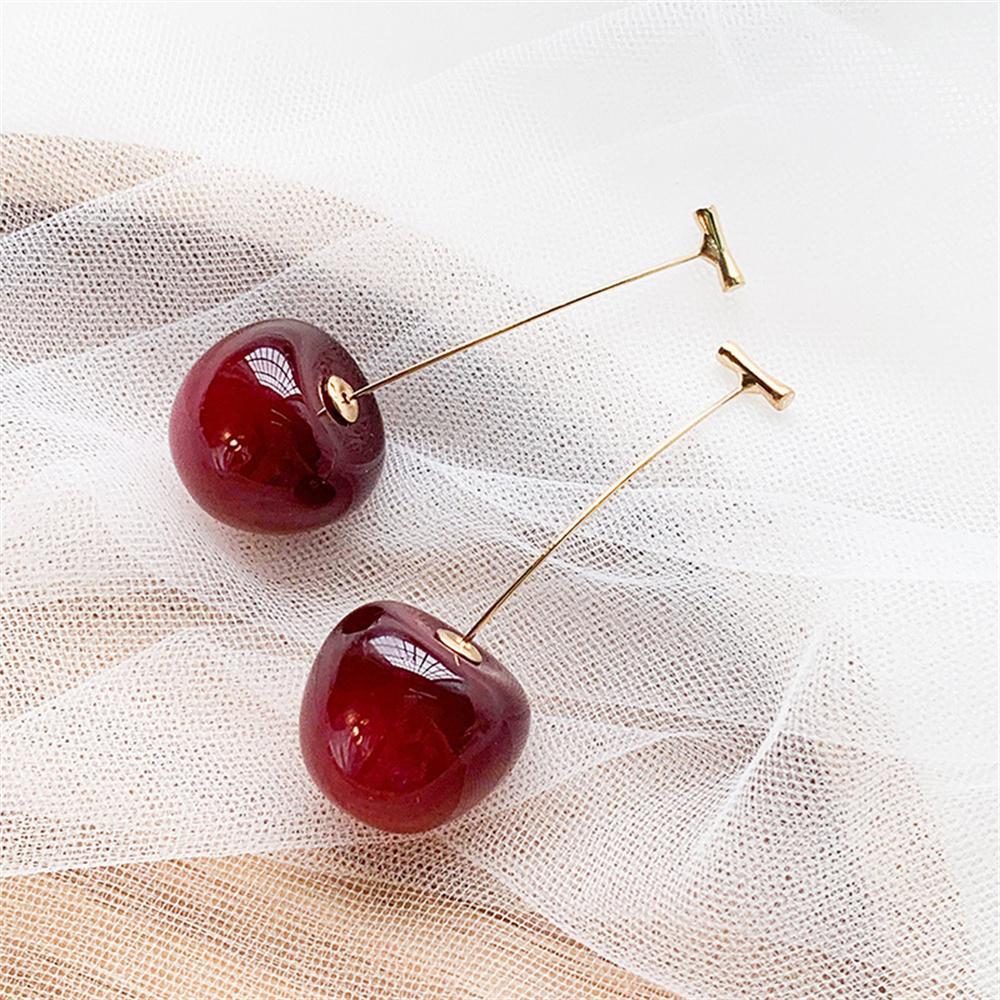 Earrings With High-End Feel, Red Fruit Cherries Earrings, Personalized Pendant Long Earrings.