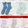 5 Pairs of Female Autumn and Winter Add Velvet and Thick Warm Home Floor Sleep In The Tube Moon Socks
