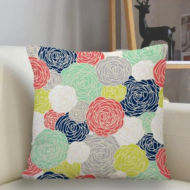 

Home Decor Colorful Geometric & Floral Pattern Pillow Covers Pattern Cushion Cover Suitable for Sofa Bedroom Car Pillow Cover 16x16Inch