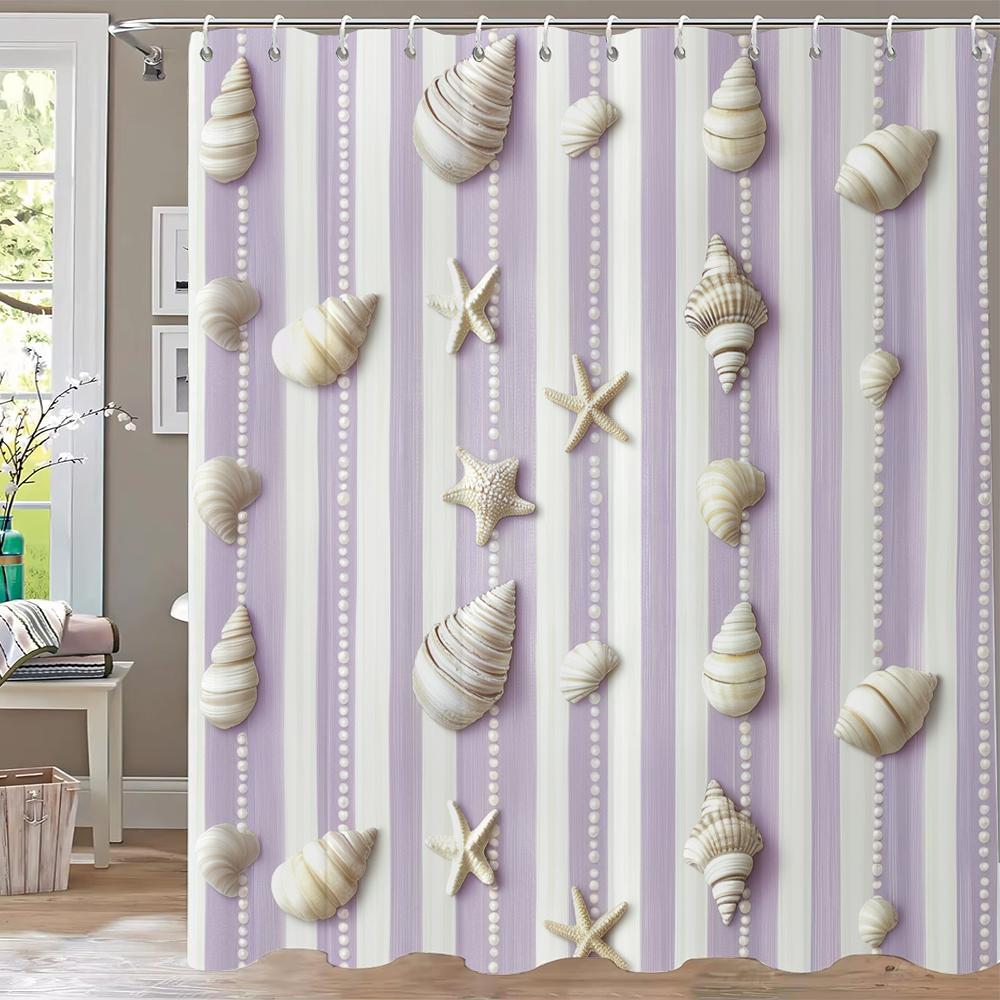 Sea Shell Starfish Style Shower Curtain 3D Printing Fabric Ocean Turtle Bathroom Curtains For Home Decoration Curtain With Hooks