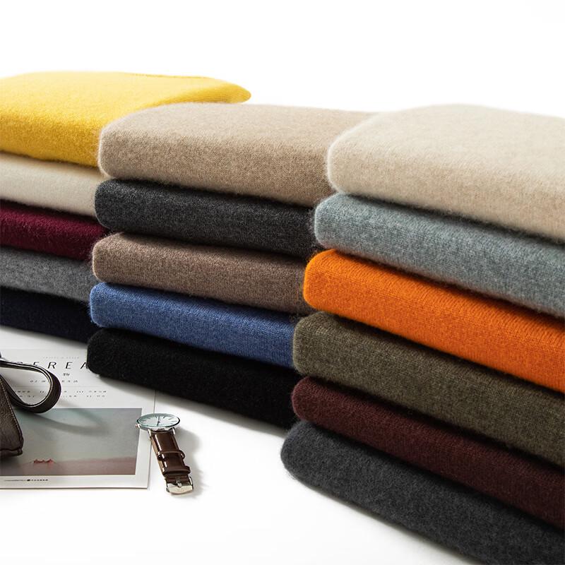 Fanzhen Men's Thickened Cashmere Blend Round Neck Pullover Sweater