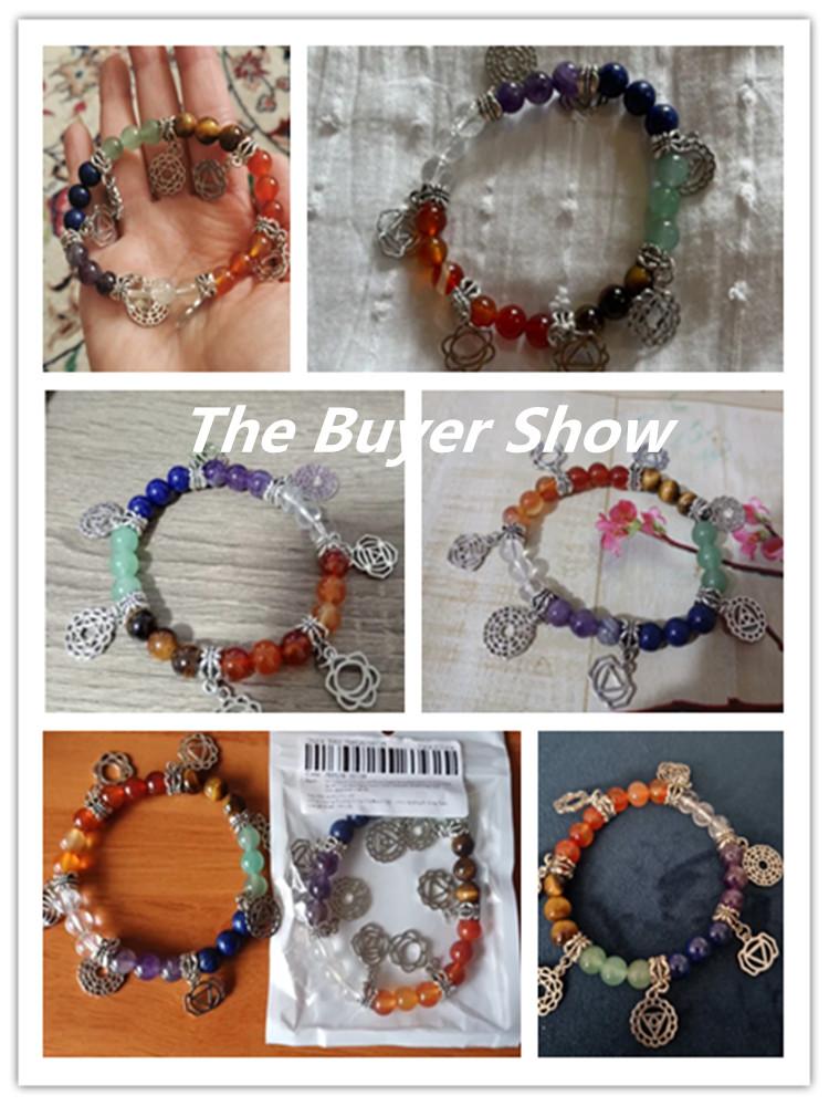 1 Stück 7Chakela 8mm Naturstein Kristall Herren Armband für Frauen Yoga Schmuck Tigerauge Achat Quarz Charm Armband Zubehör