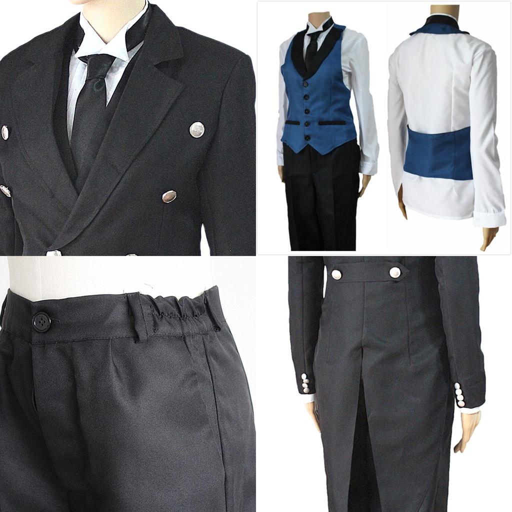 Durable Black Butler Kuroshitsuji Sebastian Michaelis Uniform For Parties And Role Play