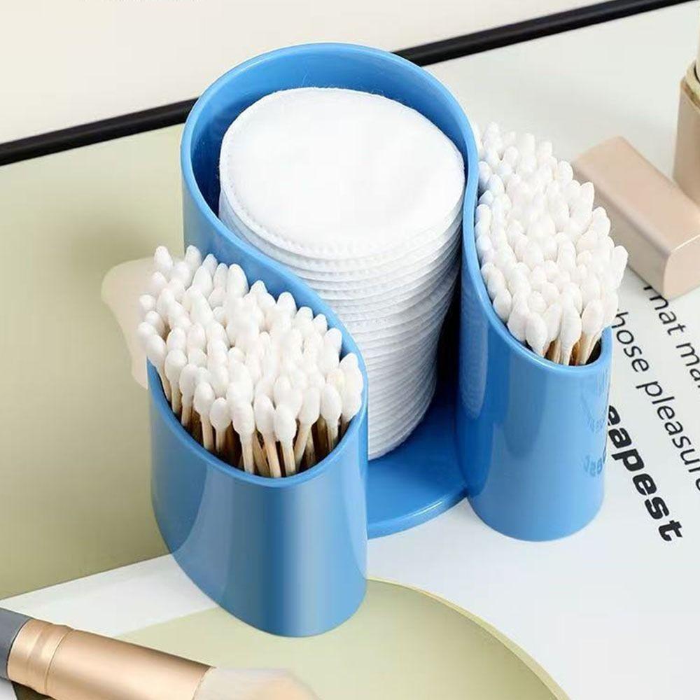 Plastic Swabs Dispenser 2in1 Cosmetic Pad Storage Box Cotton Swab Storage Box Dressing Table