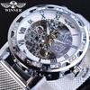 WINNER Goldene Uhren Männer Skeleton Mechanische Uhr Kristall Mesh Schlank Edelstahl Band Top Marke Luxus Hand Wind Armbanduhr Business Uhr