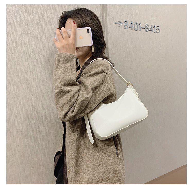 Trendy DIY Solid Color Single Shoulder Retro PU Women's Bag