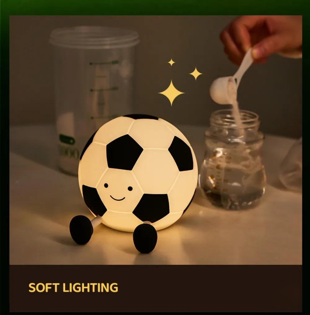 Silicone Soccer Night Light Rechargeable Touch RGB Dimmable Football Kids Sleeping Nightlights Beside Table Lamp Bedroom Decor