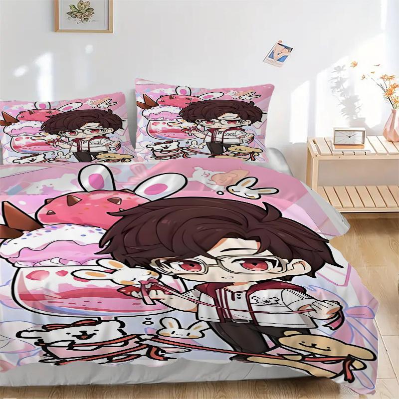 3pcs Anime Cartoon Design Comforter Set with One Quilt Cover and Two Pillowcases (No Core) - Festive Gift for Bedroom and Guest Room Decoration, Polye