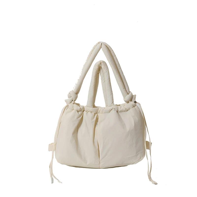 Solid Color Nylon Zipper Shoulder Bag Stylish Design Women's Crossbody Bag Stylish Sweet Multi-functional Tote Bag