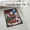 Christmas Theme Crystal Velvet Rug Personalized Custom Name Text Soft Floor Mat Home Decor