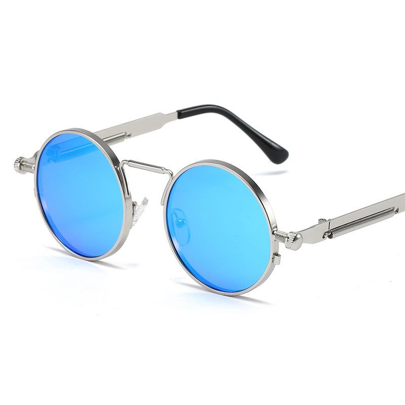 Punk Style Sunglasses, Retro Spring Metal Glasses Legs Personalized Sunglasses Women'S Reflective Sunglasses 8478