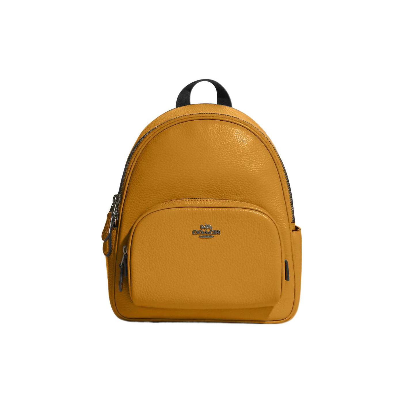 

New COACH Court Refined Pebble Leather Backpack Trumpets Women s Daffodil Color C8603-QBBUT 20.3*8.9*22.9CM