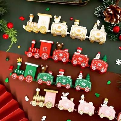 2024 Merry Christmas Plastic Train Ornament/ 4 Knot Hand-assembled Train Toy for Home Santa Claus Gift Xmas New Year Decoration