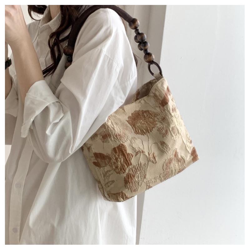 Geantă de umăr jacquard vintage pentru femei, design de nișă japonez, geantă tote cu mâner moale, genți de mână și portmonee casual pentru fete