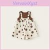 Girls Summer Cotton Sleeveless Dot Pattern Twopiece Set For Kids Ages 3 To 8