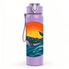 1PC Sunset Whale Ocean Print 750ml Color Plastic Sports Water Bottle Leakproof Flip Straw Lid Suitable for Sports Office Home Use