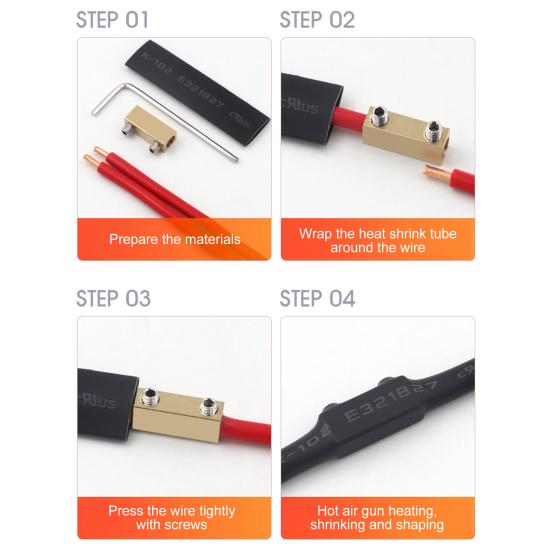 Wire Connectors Tinned with Heat Shrink Butt Brass Mechanical Butt Splice