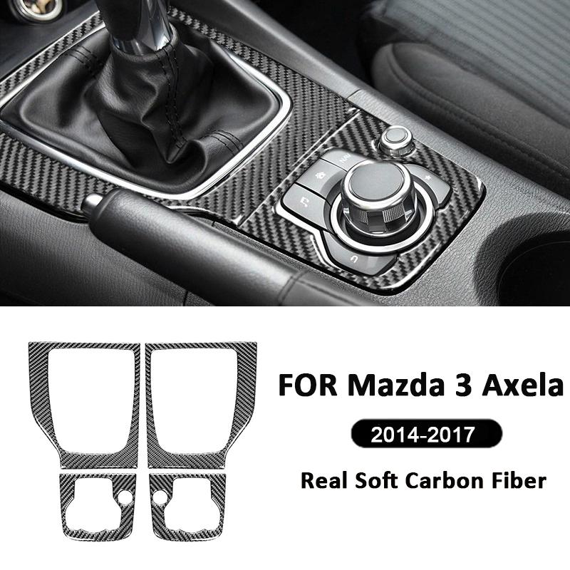 Carbon Fiber Car Interior Type-E Gear Shifter Panel Trim Frame Decoration Sticker For Mazda 3 Axela 2014-2017 Auto Accessories