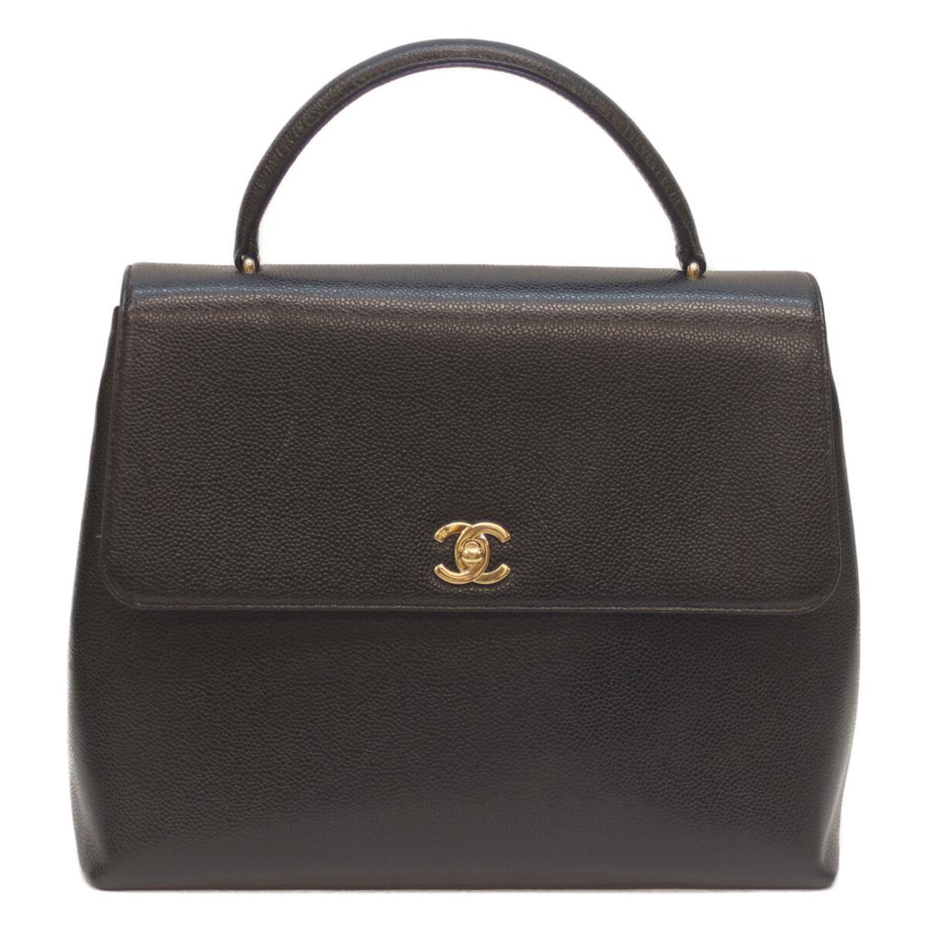 Chanel No. 5 Black Caviar GHardware Top Handle Handbag Handbag blackUsed