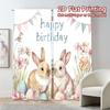 2pcs, 2D FLAT PRINTING Curtains (Without Rod) Birthday Bunnies(2) Modern Curtain Fabric Machine Washable Fabric Curtains Gifts