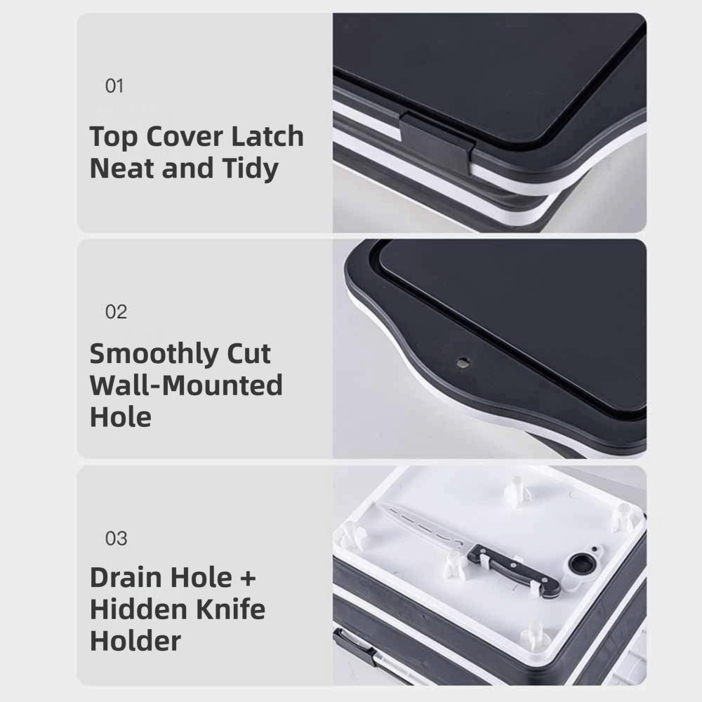 3 in 1 Folding Vegetable Board BPA Free Fruit Basket Collapsible Cutting Board  Household