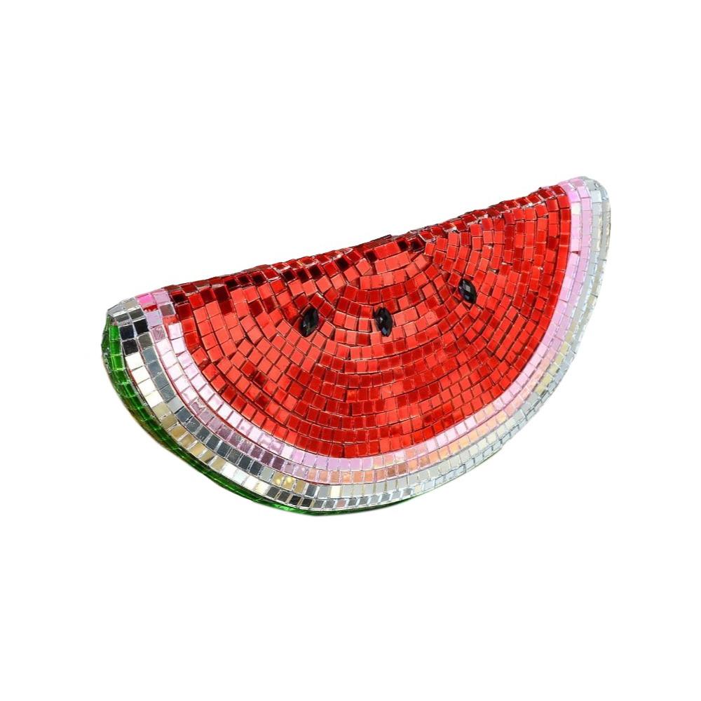 Decorative Watermelon Mirror Ornament Cute Fruit Figurines Glass Watermelon Figurines  Home Decors Watermelon