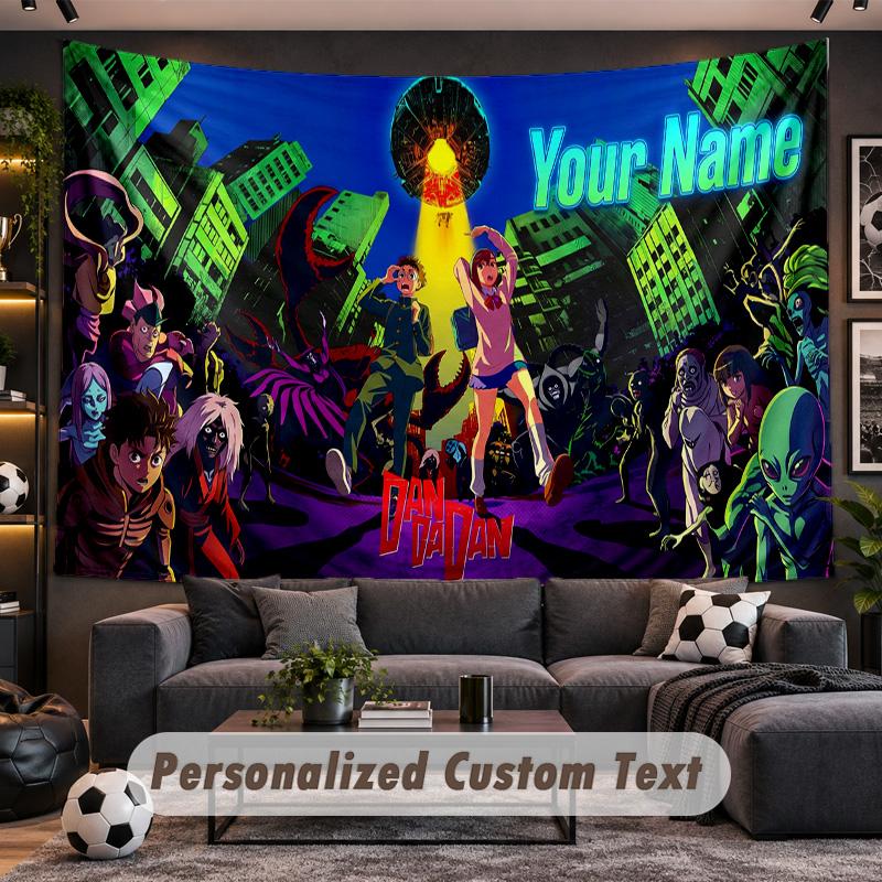 Dandadan Personalized Tapestry Support Custom Name, Wall Art Home Decoration