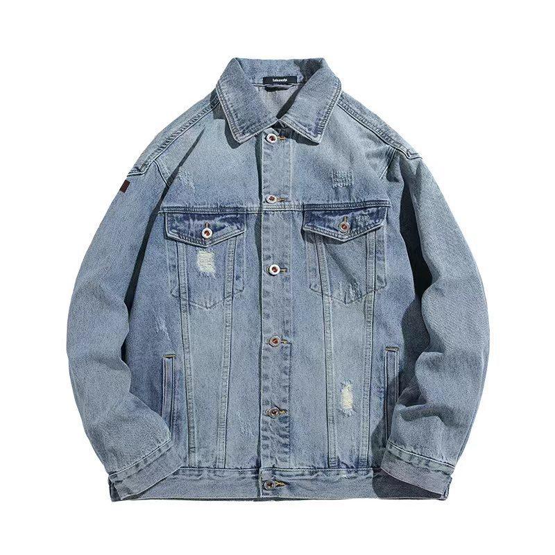 Spring Season Graffiti Denim Jacket Men'S American Trendy Brand Loose Lapel Casual Trend Retro Tooling Jacket