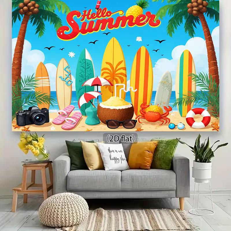 2D Printing Hello Summer Beach Backdrop for Kids & Studio Shoots