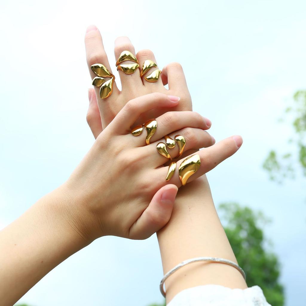 18K Gold Nicht verblassend Leichter Luxus High-End Lava Edelstahl Offener Ring Damenring Ring Ring