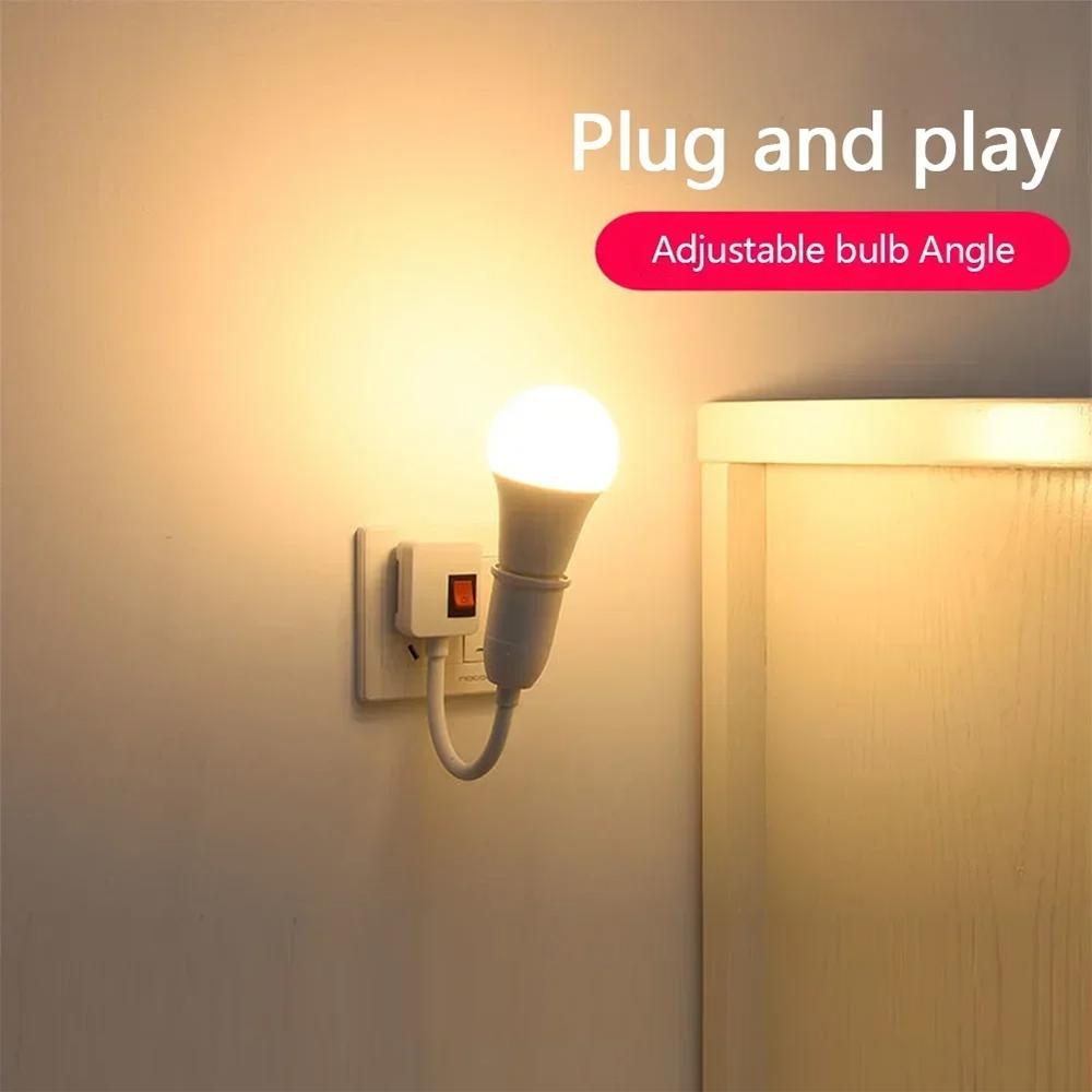 Přímé zásuvné otočné svítidlo s paticí E27, držákem žárovky a vypínačem, EU zástrčka, držák lampy, LED stolní lampa, LED základna lampy, základna lampy