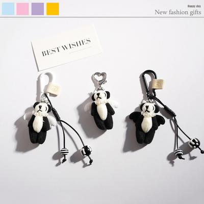 Cartoon Panda Pendant Keychain Plush Animals Backpack Hanging Piece Bag Charm Car Key Chain Trend Accessories Gift A524