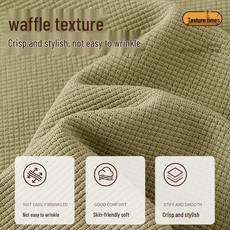 GENIOLAMODE Men's Waffle Texture Henley Long-Sleeve T-Shirt
