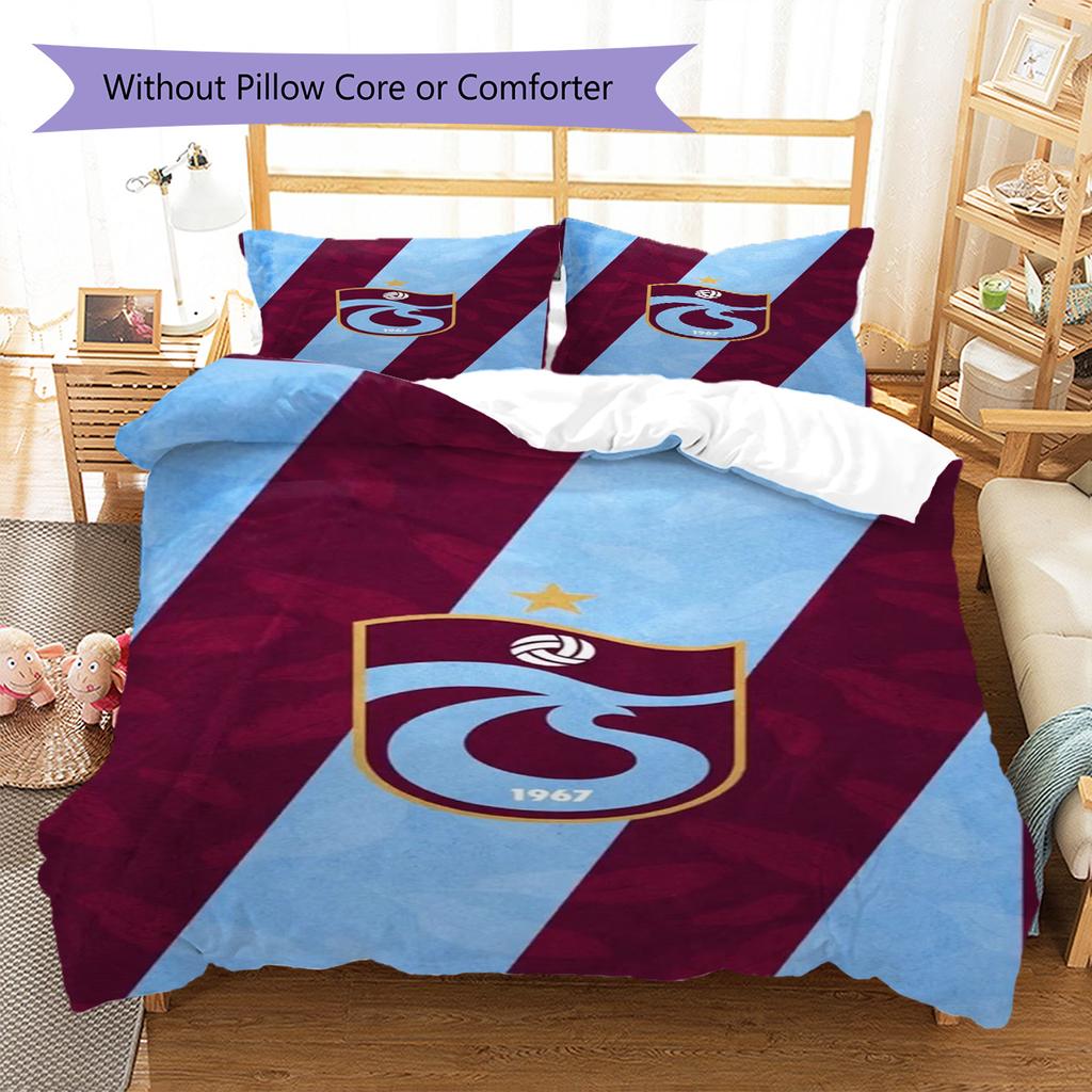 Trabzonspor Pattern Bedding Set Quilt Cover Pillowcase Home Decor Gift (1 * duvet cover + 2 * pillowcase, without core)