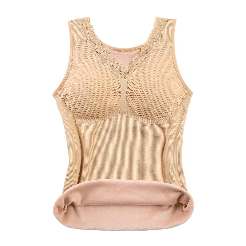 Women's Warm Autumn/Winter Fleece-Lined Elastic Vest with Chest Pads