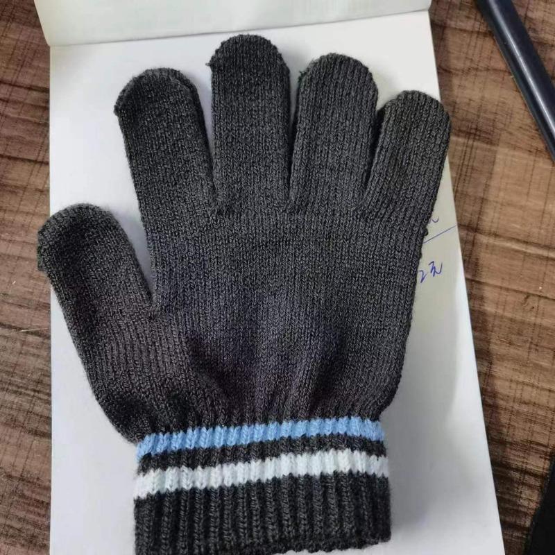 Winter solid color warm and cold gloves knitted gloves student couple cycling gloves