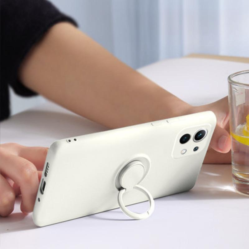 Potrivit pentru husă telefon mobil Xiaomi 15pro Silicon lichid Bandă Inel Suport Redmi Note14 Anti-cădere K70 Husă de protecție