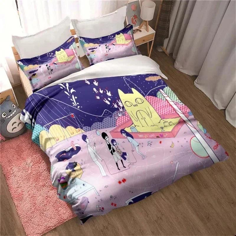 

Fashion 3D Printed Anime Omori Bedding Set All Seasons Double Duvet Cover Set Twin King Size Bedclothes Home Textile 70x133cm 2pcs