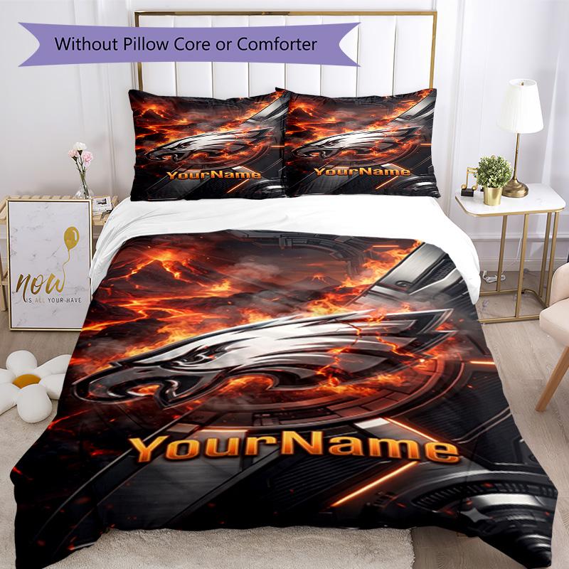 Philadelphia Eagles Customize Your Name Bedding Set Breathable Duvet Cover With Pillowcases Decorative Bed Linen For Bedroom Home Decoration Birthday