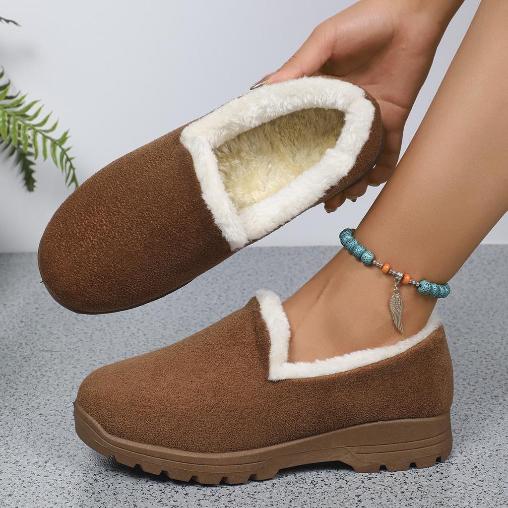 Snow cotton shoes low-top warm autumn and winter women's cotton shoes Doudou shoes fashionable one-pedal comfortable soft-soled snow