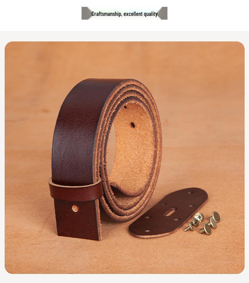 Men's Washed Retro Cowhide Leather Belt with Pin Buckle - Versatile and Casual