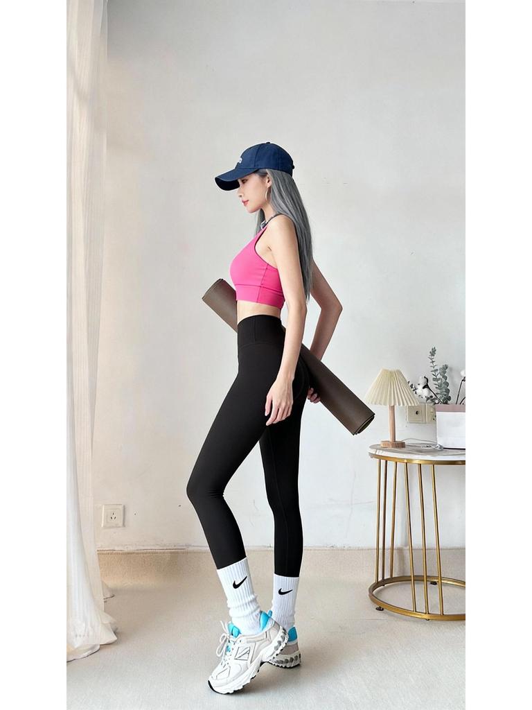 Lulu Elastic Fitness Pants: Women's Quick-Drying, Hip-Lifting Yoga and Running Tights for Spring and Summer.
